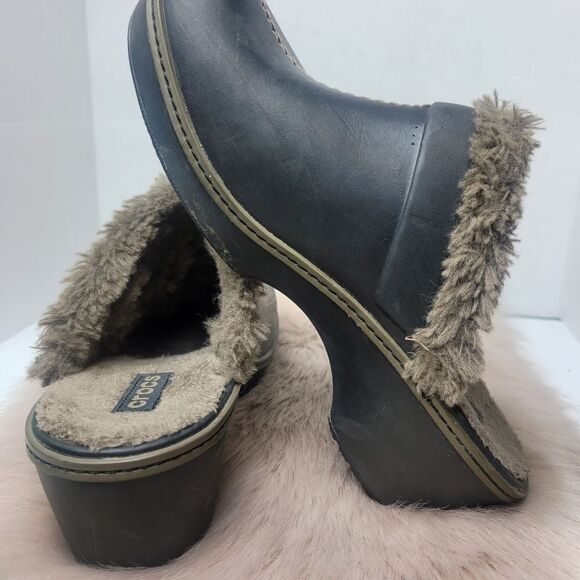Crocs Cobbler Eva Fur Lined Clog Mule Heels Split Toe Black Women’s 8 - Picture 6 of 10